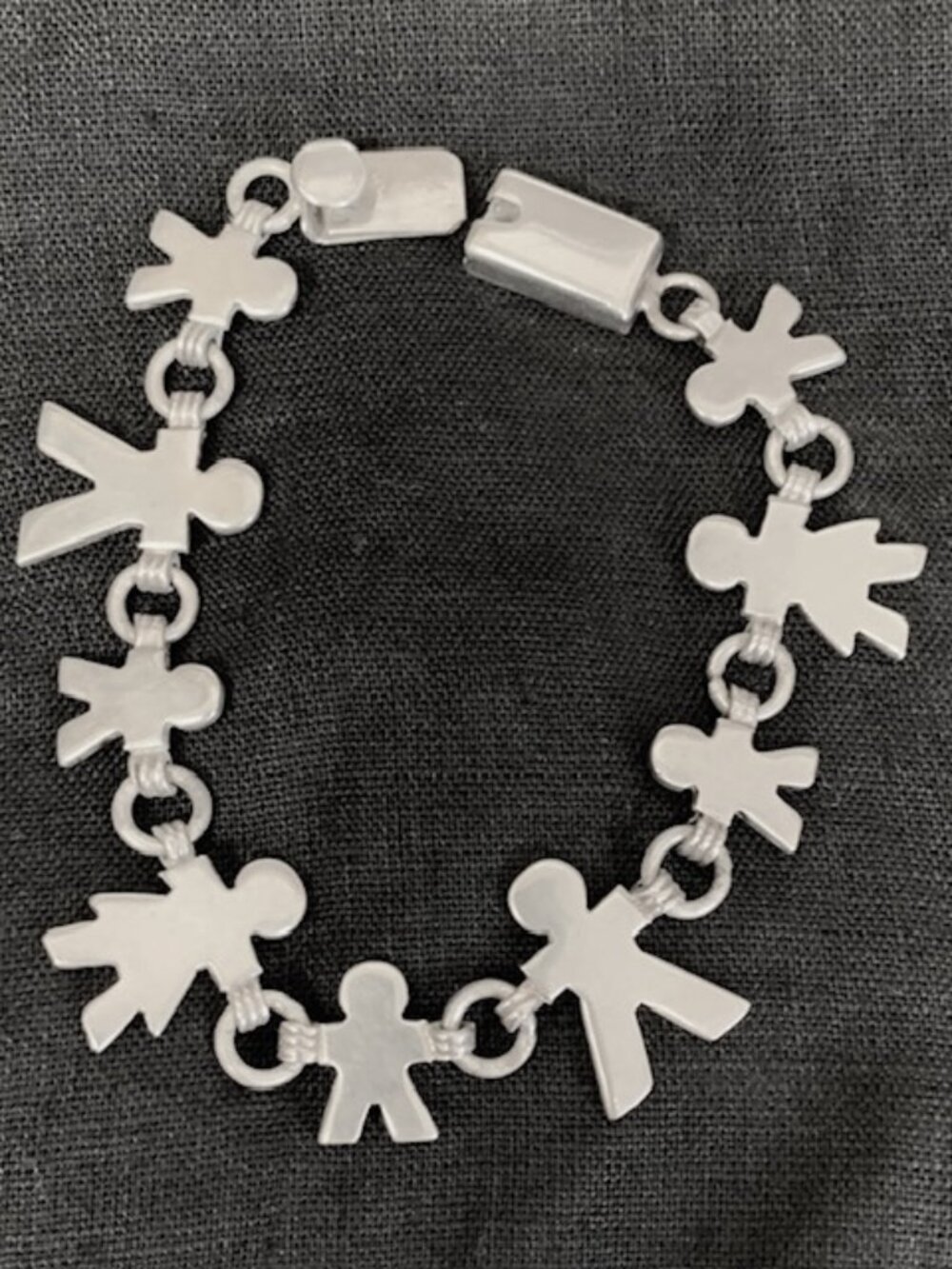 Vintage Taxco Mexico Sterling Silver 925 Paper Doll Link Bracelet